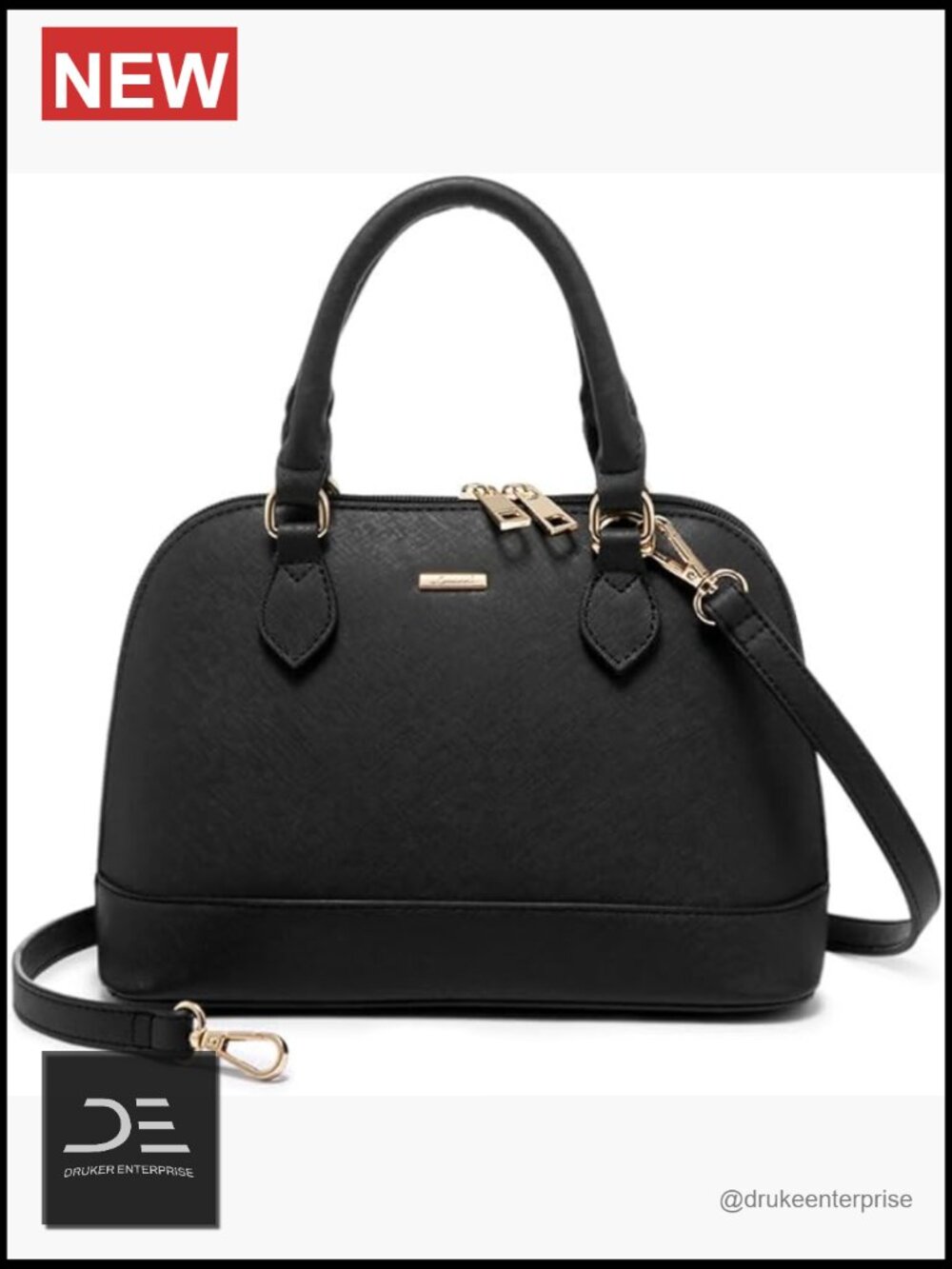 Faux Leather Double Zip Satchel Bag Crossbody Purse
